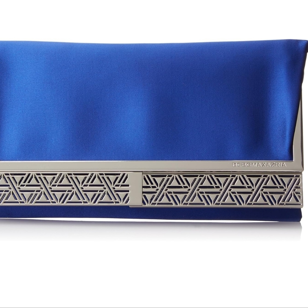 BCBG MAXAZRIA BLUE SATIN CLUTCH